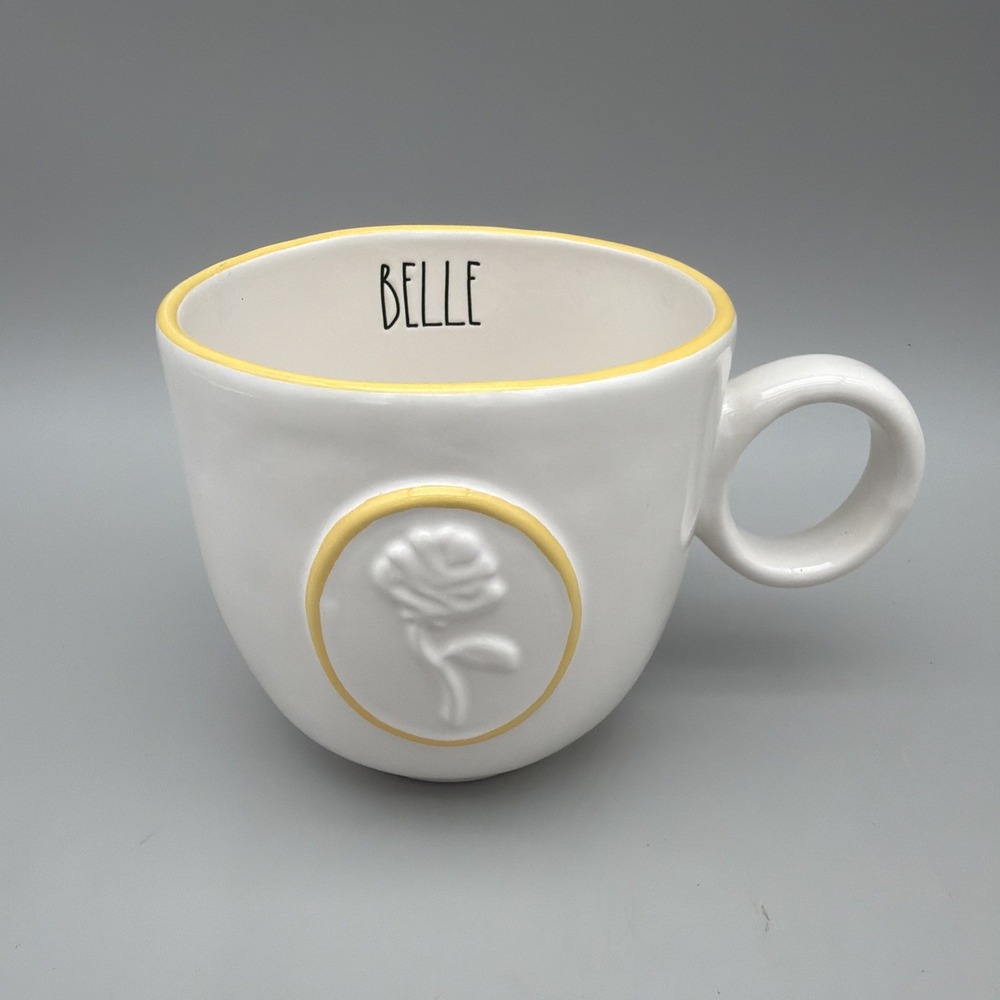 Rae Dunn Disney Beauty & The Beast Princess Belle Coffee Mug Double Sided EUC